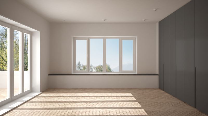 Large picture windows in a dining area